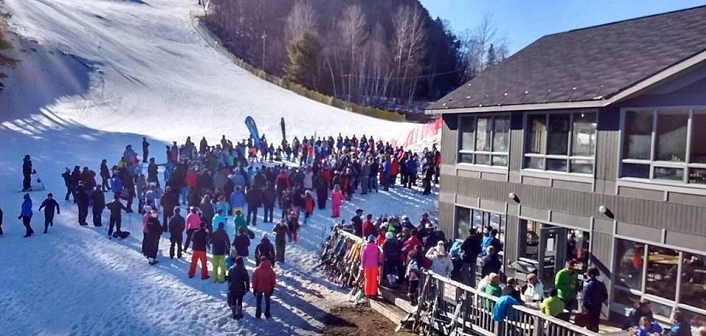 Young Muskoka Ski Club racers finish off the Alpine ski 